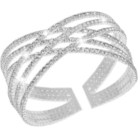 Jewelry - Rhinestone Bracelet for Women Silver Multilayer Cuff Bracelet Craystal Braidal B